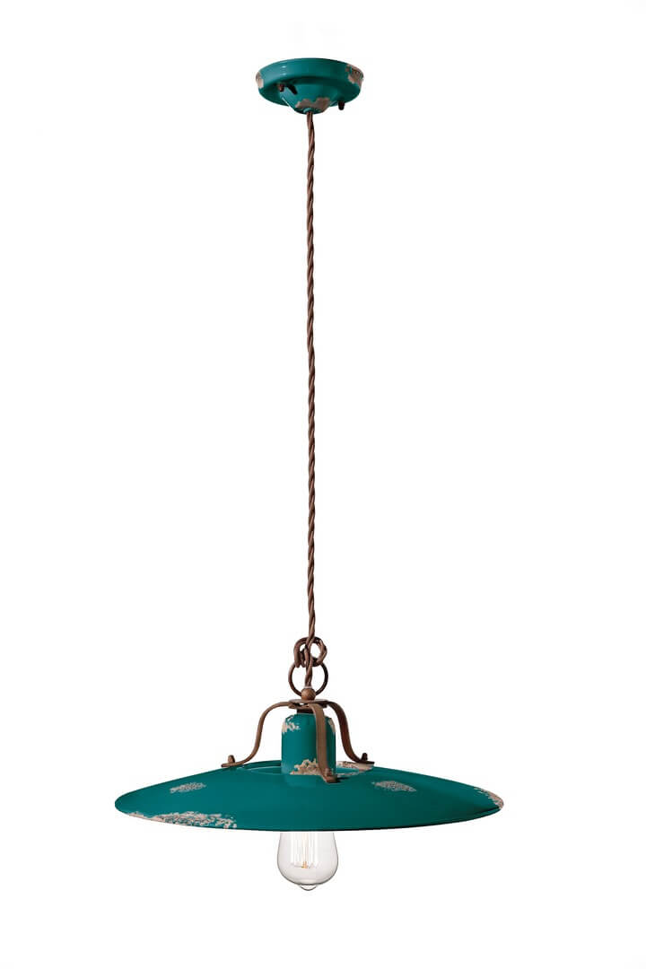 Lampa wisząca rustykalna Ferroluce C1443 Vintage Verde Country Retro