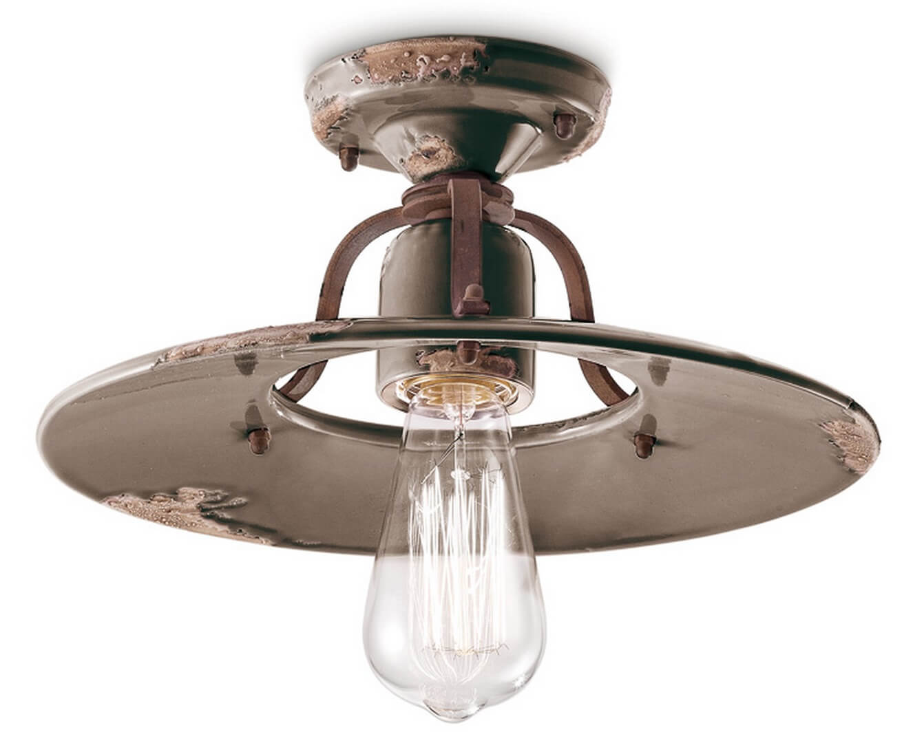 Lampa sufitowa rustykalna Ferroluce C1444 Vintage Tortora Country Retro
