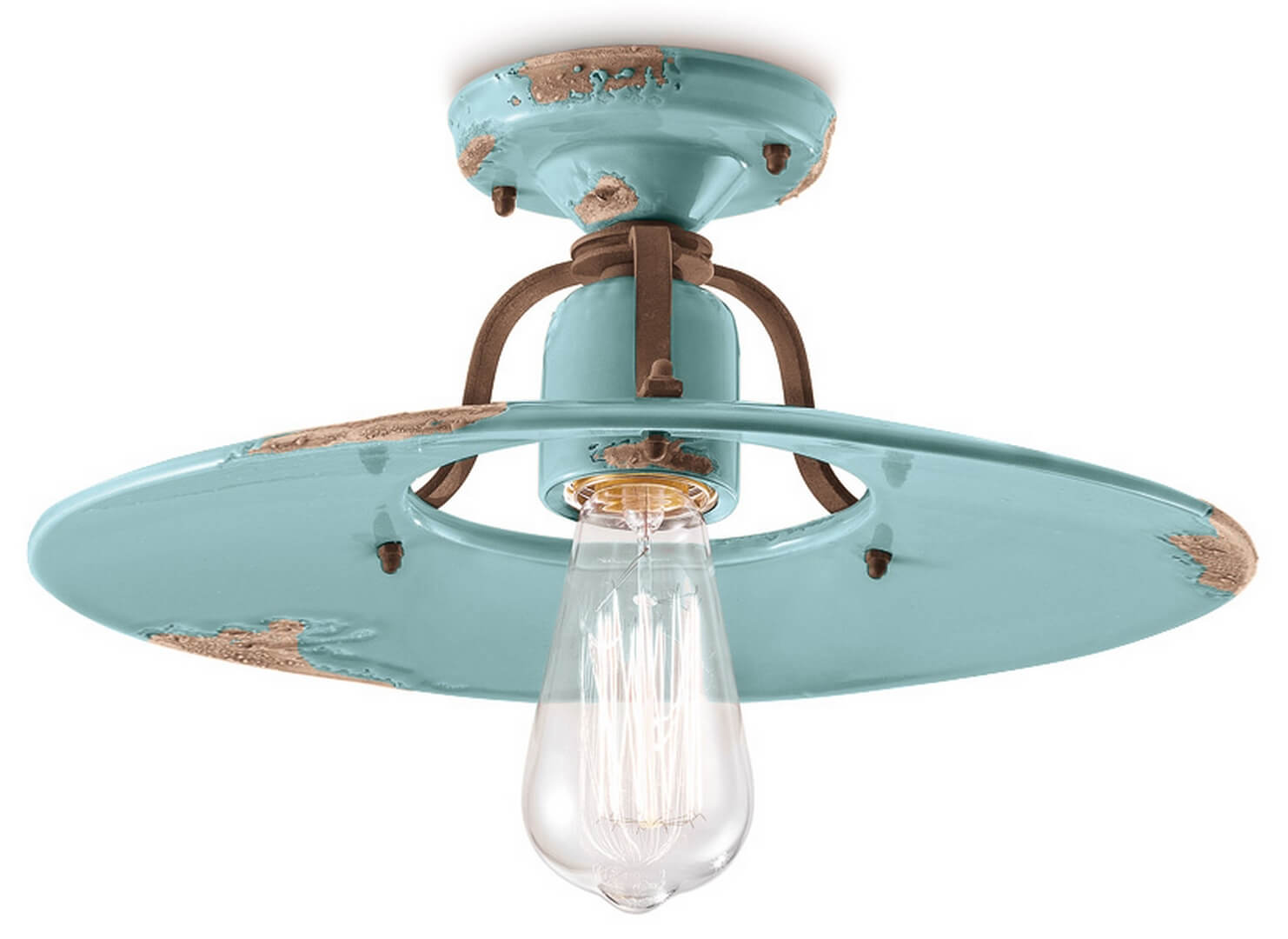 Lampa sufitowa rustykalna Ferroluce C1445 Vintage Azzurro Country Retro
