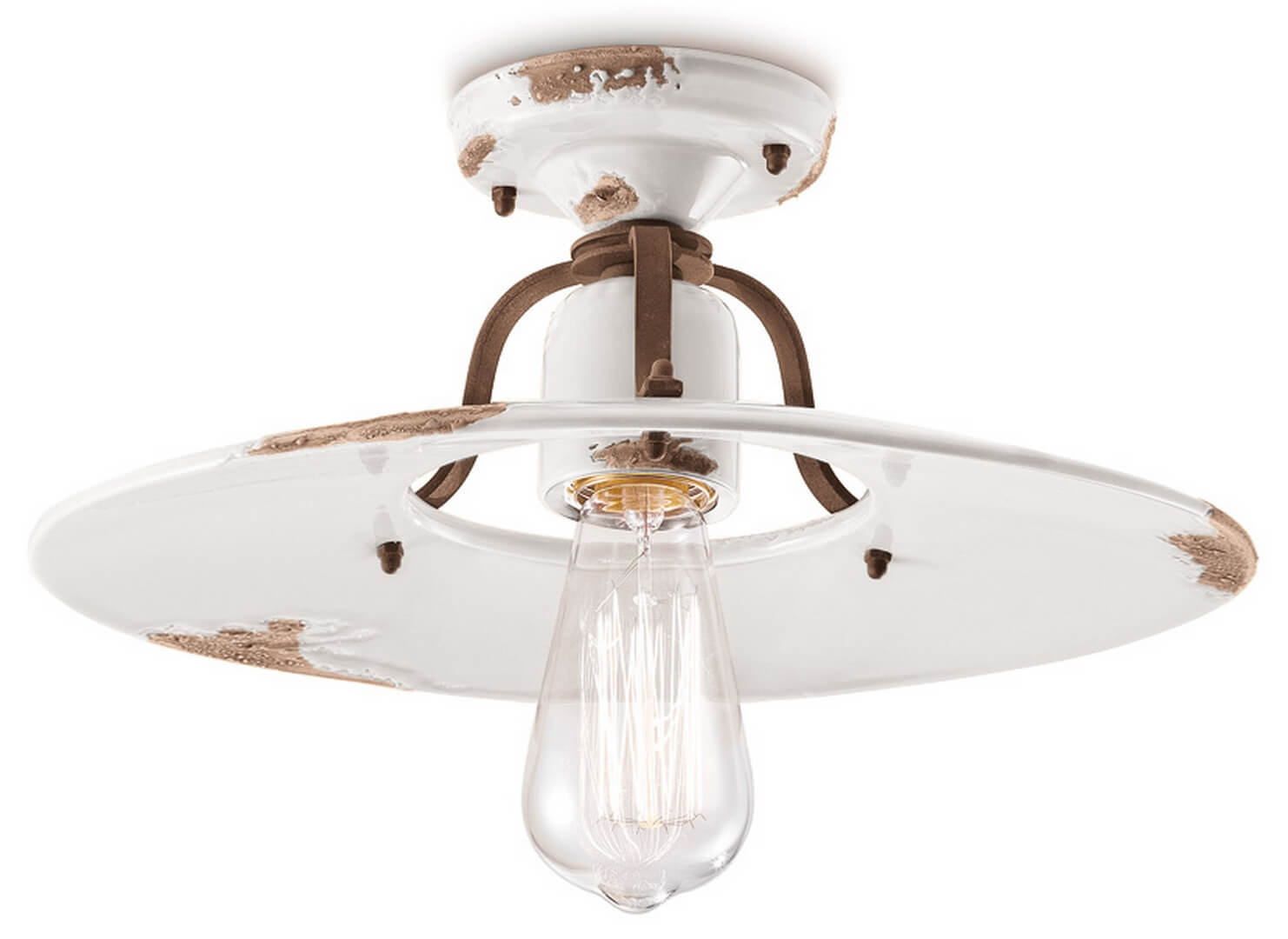 Lampa sufitowa rustykalna Ferroluce C1445 Vintage Bianco Country Retro