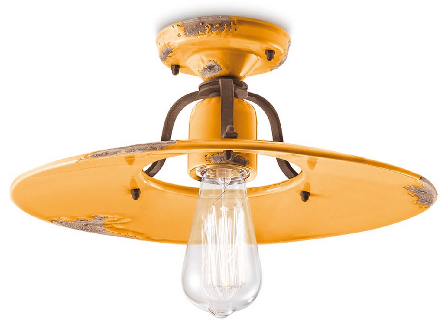 Lampa sufitowa rustykalna Ferroluce C1445 Vintage Giallo Country Retro