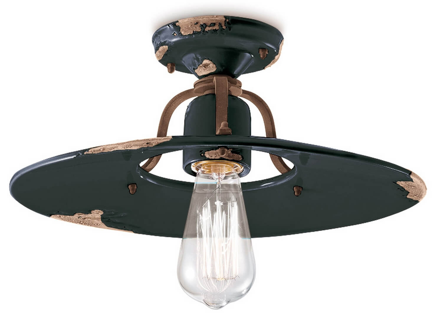 Lampa sufitowa rustykalna Ferroluce C1445 Vintage Nero Country Retro