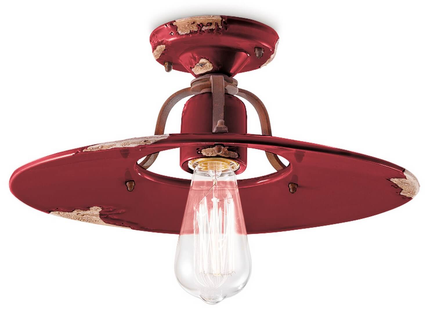 Lampa sufitowa rustykalna Ferroluce C1445 Vintage Bordeaux Country Retro