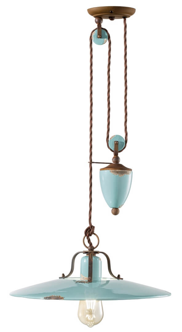 Lampa wisząca rustykalna Ferroluce C1446 Vintage Azzurro Country Retro