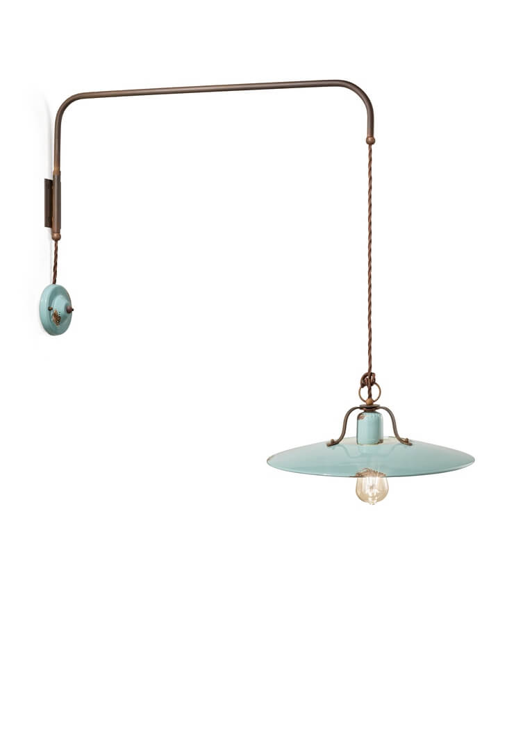 Lampa ścienna rustykalna Ferroluce C1447 Vintage Azzurro Country Retro