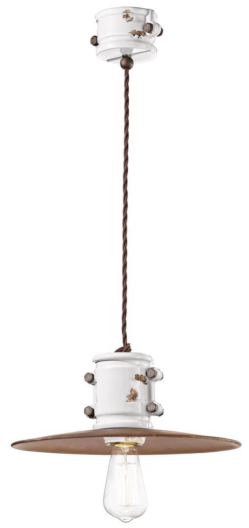 Lampa wisząca w stylu industrialnym Ferroluce C1522 Vintage Bianco Urban Retro
