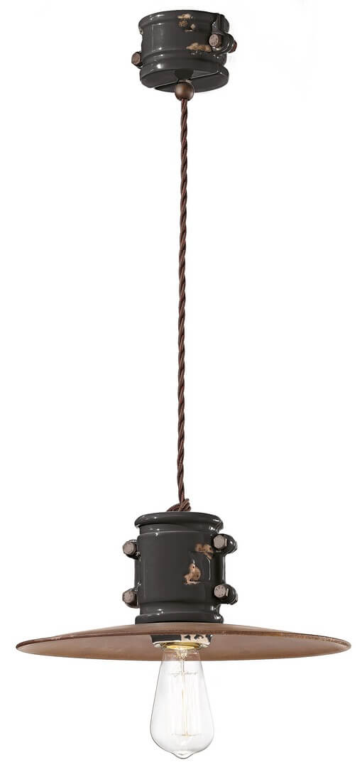 Lampa wisząca w stylu industrialnym Ferroluce C1522 Vintage Nero Urban Retro