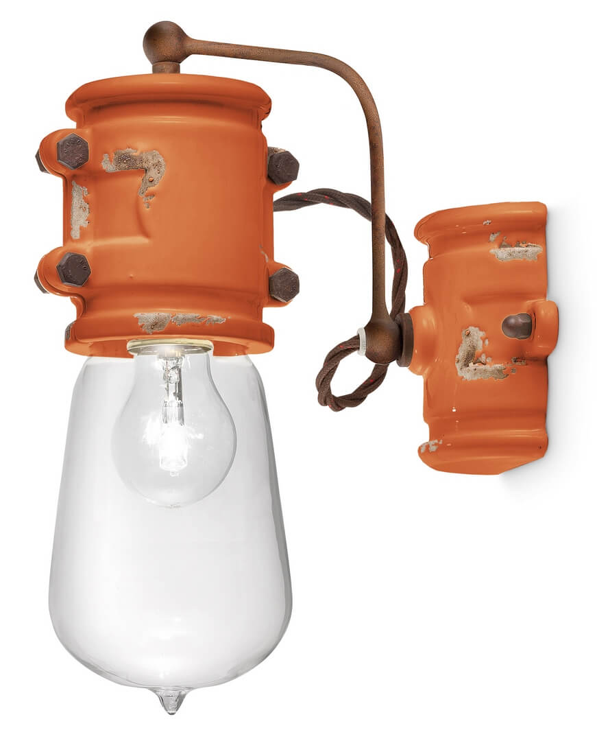 Kinkiet w stylu industrialnym Ferroluce C1523 Vintage Arancio Urban Retro