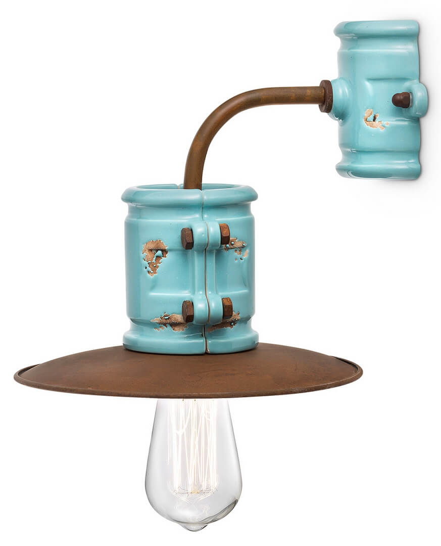Lampa ścienna w stylu industrialnym Ferroluce C1524 Vintage Azzurro Urban Retro