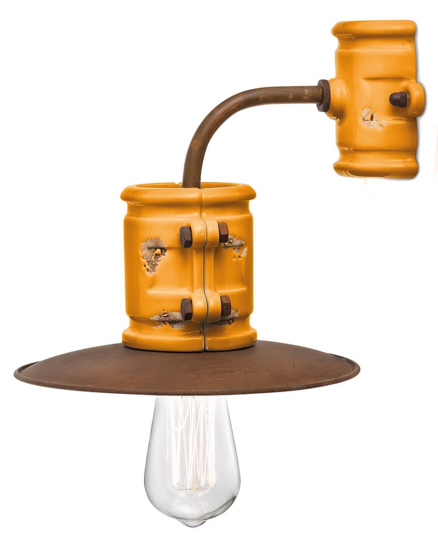 Lampa ścienna w stylu industrialnym Ferroluce C1524 Vintage Giallo Urban Retro