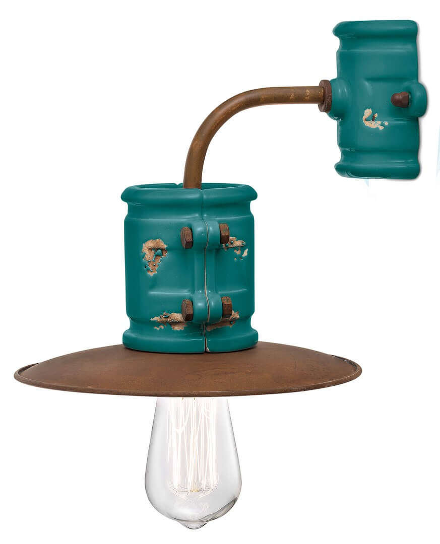 Lampa ścienna w stylu industrialnym Ferroluce C1524 Vintage Verde Urban Retro