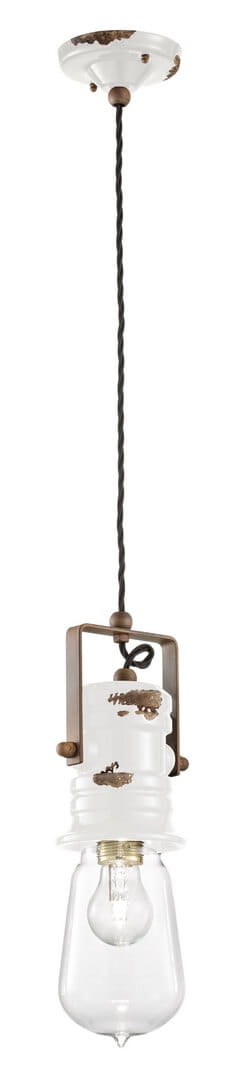 Lampa wisząca w stylu industrialnym Ferroluce C1740 Vintage Bianco Urban Retro