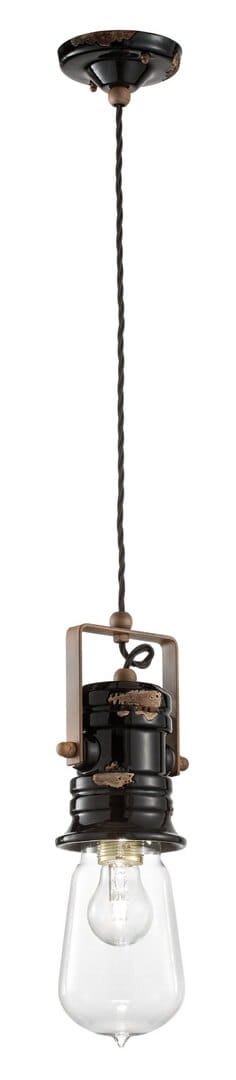 Lampa wisząca w stylu industrialnym Ferroluce C1740 Vintage Nero Urban Retro