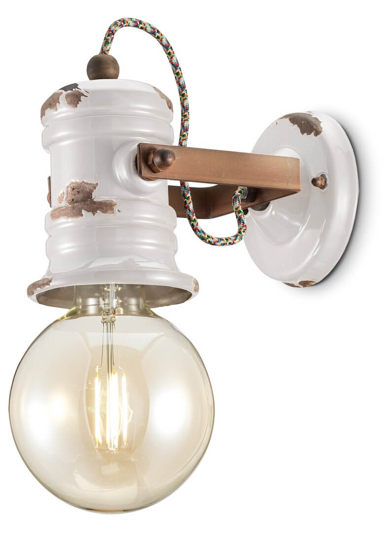 Kinkiet w stylu industrialnym Ferroluce C1843 Vintage Bianco Urban Retro