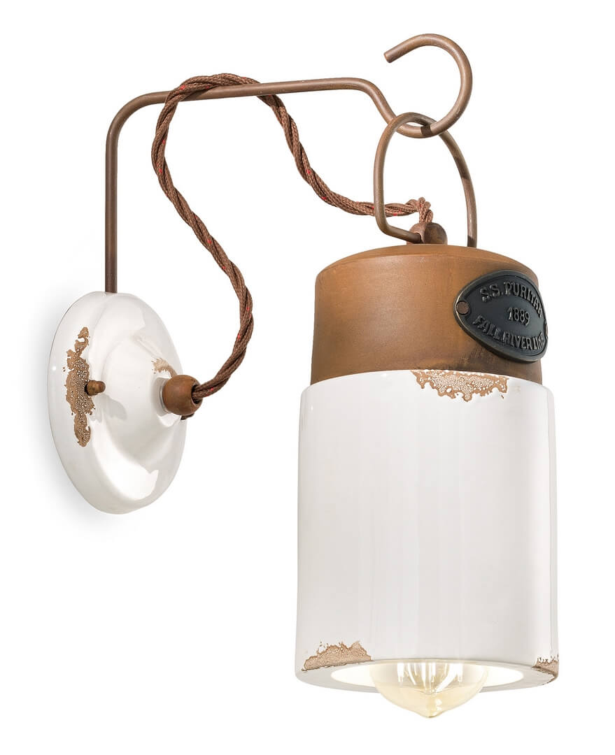 Kinkiet w stylu loft Ferroluce C1621 Vintage Bianco Industrial Retro
