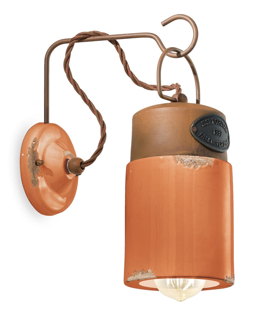 Kinkiet w stylu loft Ferroluce C1621 Vintage Arancio Industrial Retro