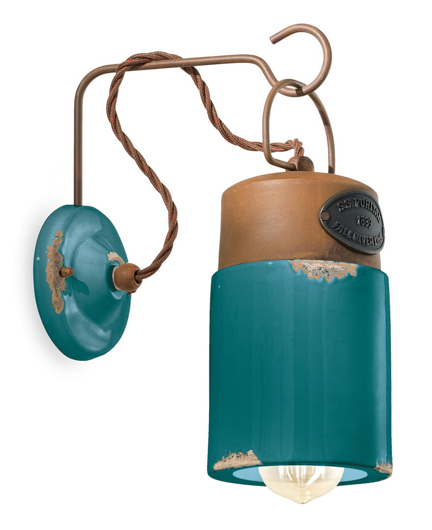 Kinkiet w stylu loft Ferroluce C1621 Vintage Verde Industrial Retro