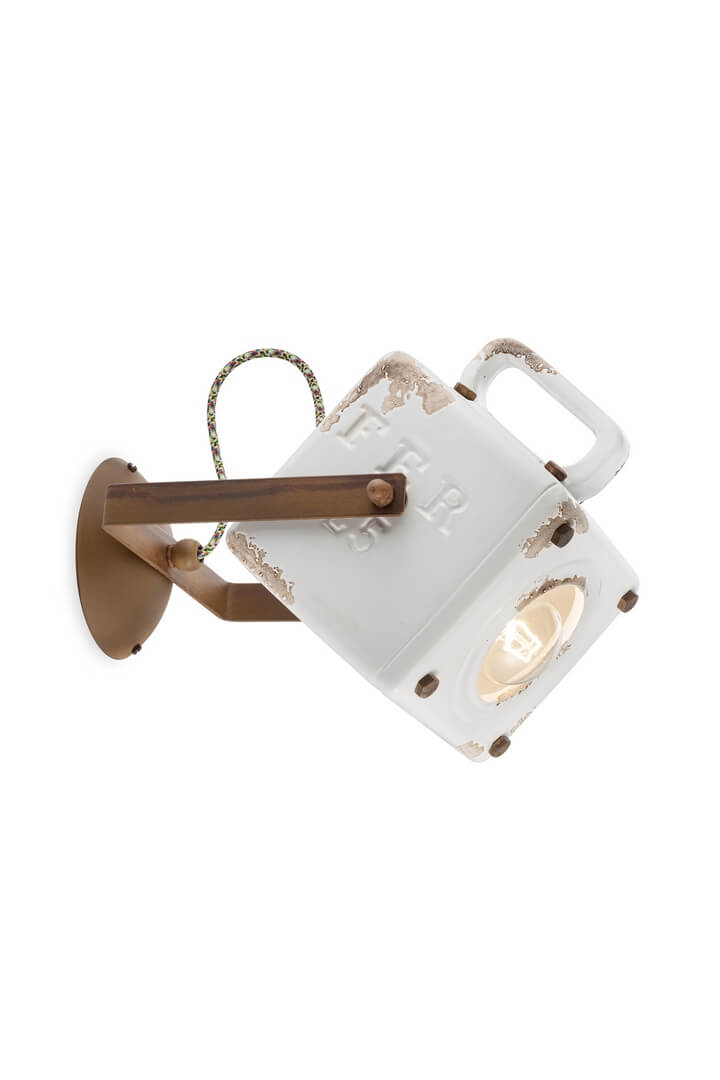 Lampa ścienna w stylu loft Ferroluce C1651 Vintage Bianco Industrial Retro
