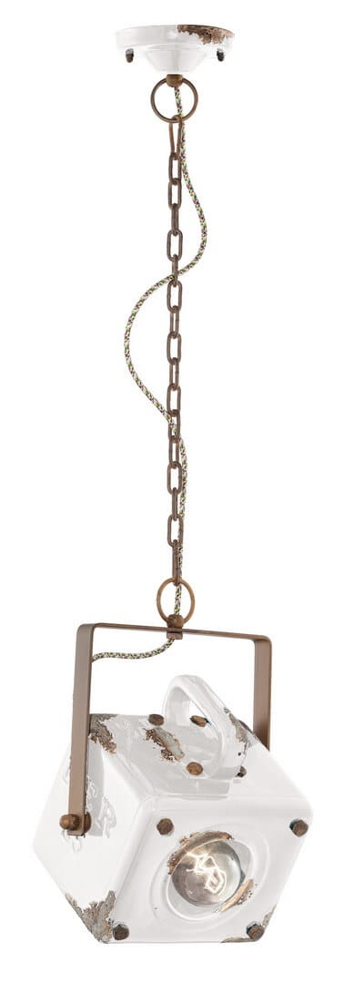 Lampa wisząca w stylu loft Ferroluce C1652 Vintage Bianco Industrial Retro