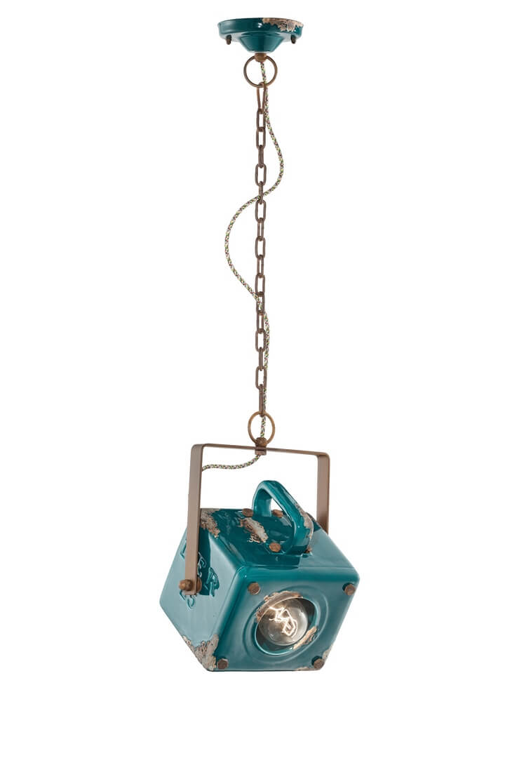 Lampa wisząca w stylu loft Ferroluce C1652 Vintage Verde Industrial Retro