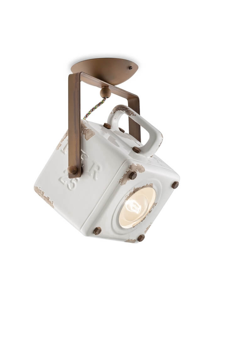 Lampa sufitowa w stylu loft Ferroluce C1653 Vintage Bianco Industrial Retro