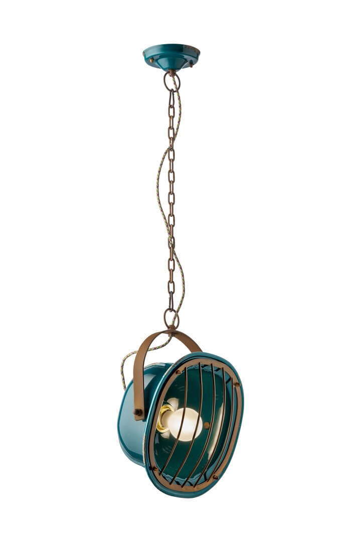 Lampa wisząca w stylu loft Ferroluce C1657 Vintage Verde Industrial Retro