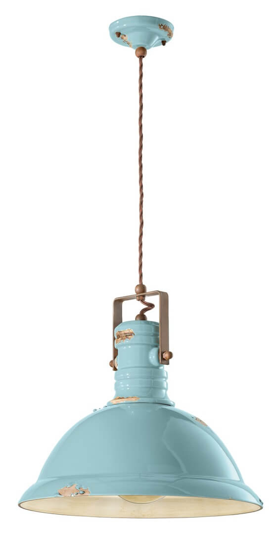 Lampa wisząca w stylu loft Ferroluce C1690 Vintage Azzurro Industrial Retro