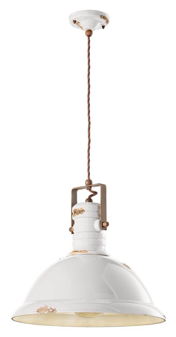Lampa wisząca w stylu loft Ferroluce C1690 Vintage Bianco Industrial Retro