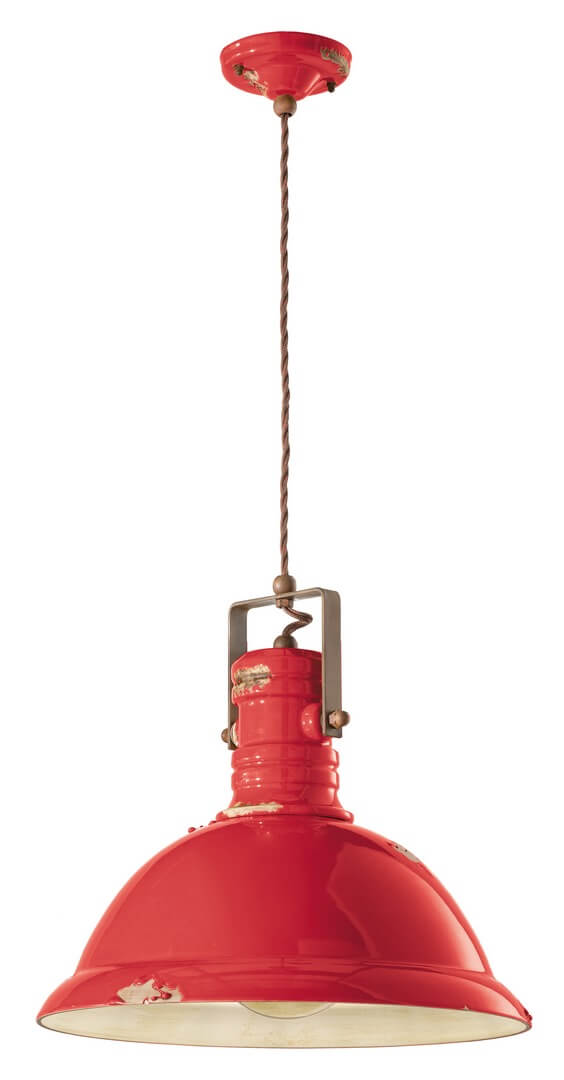 Lampa wisząca w stylu loft Ferroluce C1690 Vintage Rosso Industrial Retro