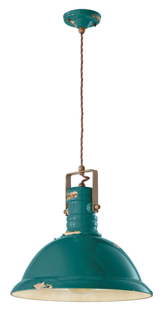 Lampa wisząca w stylu loft Ferroluce C1690 Vintage Verde Industrial Retro