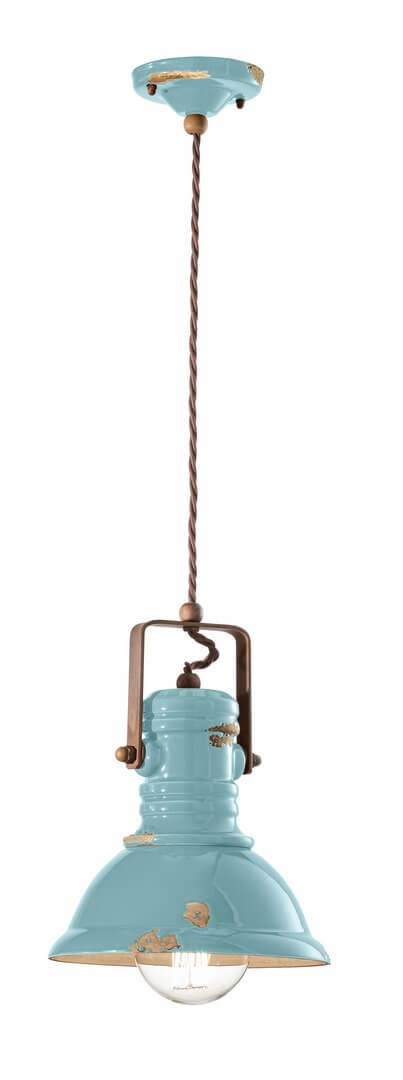 Lampa wisząca w stylu loft Ferroluce C1691 Vintage Azzurro Industrial Retro