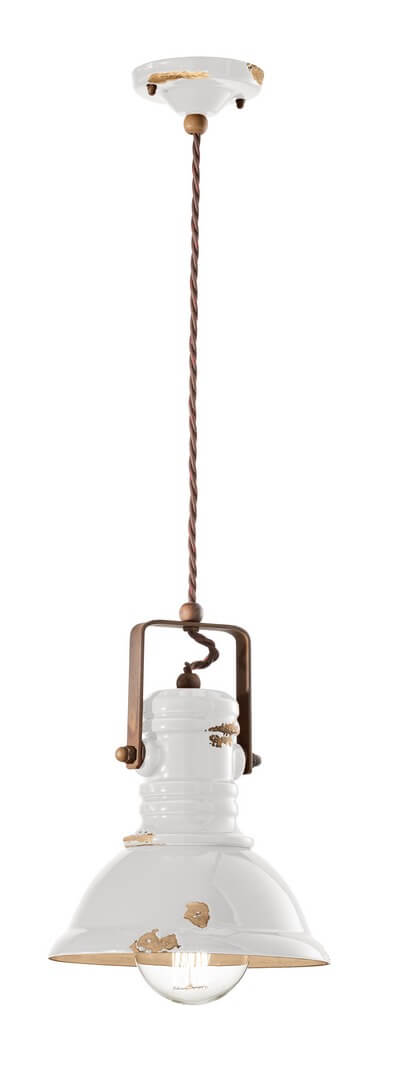Lampa wisząca w stylu loft Ferroluce C1691 Vintage Bianco Industrial Retro