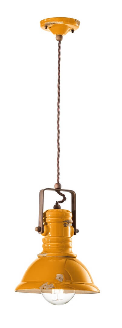 Lampa wisząca w stylu loft Ferroluce C1691 Vintage Giallo Industrial Retro