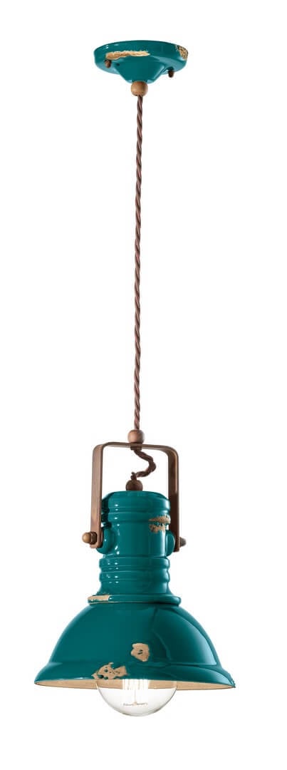 Lampa wisząca w stylu loft Ferroluce C1691 Vintage Verde Industrial Retro