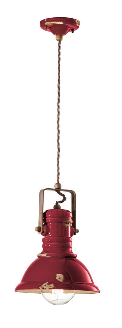 Lampa wisząca w stylu loft Ferroluce C1691 Vintage Bordeaux Industrial Retro