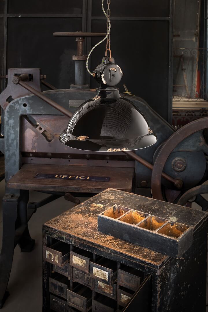 Lampa  wisząca w stylu loft Ferroluce C1710 Vintage Nero Industrial Retro