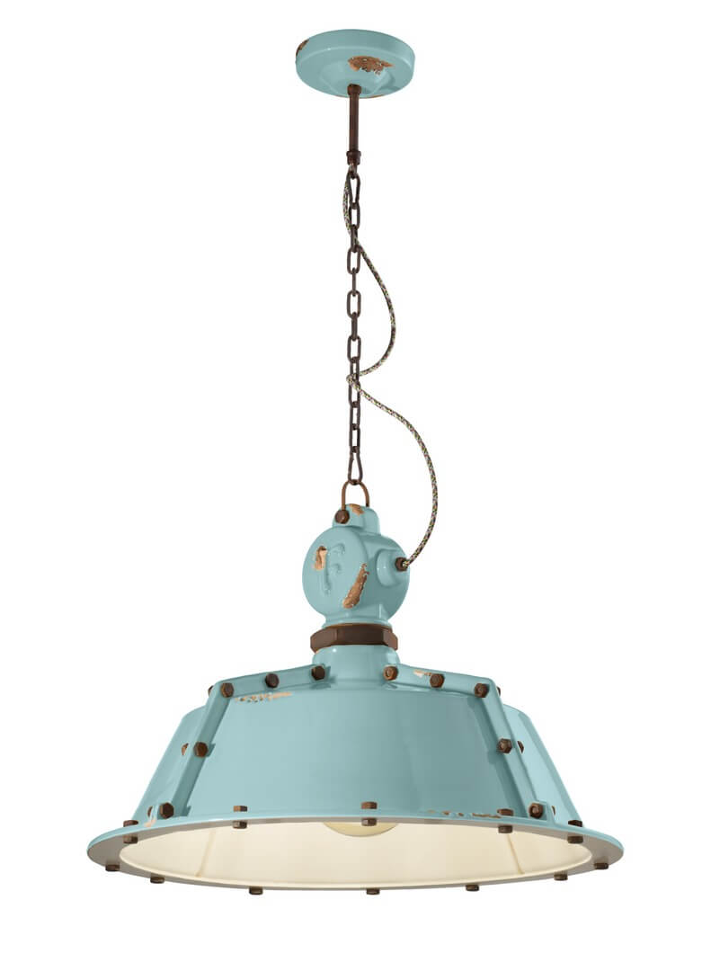 Lampa wisząca w stylu loft Ferroluce C1720 Vintage Azzurro Industrial Retro