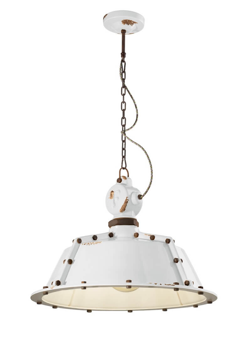 Lampa wisząca w stylu loft Ferroluce C1720 Vintage Bianco Industrial Retro