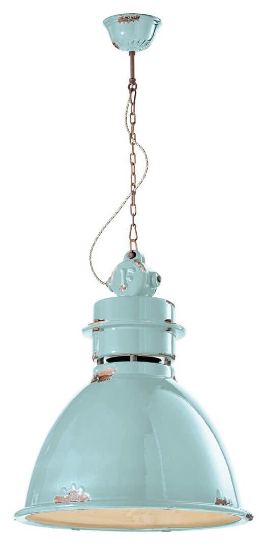 Lampa wisząca w stylu loft Ferroluce C1750 Vintage Azzurro Industrial Retro