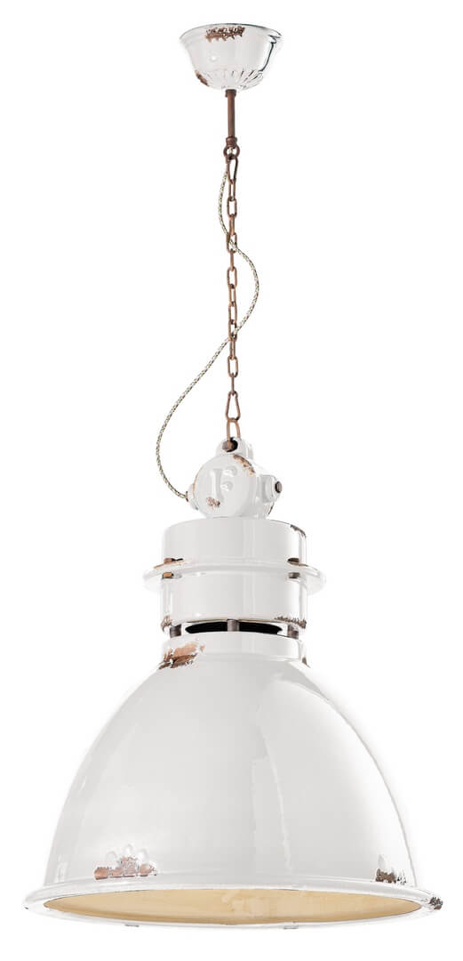 Lampa wisząca w stylu loft Ferroluce C1750 Vintage Bianco Industrial Retro