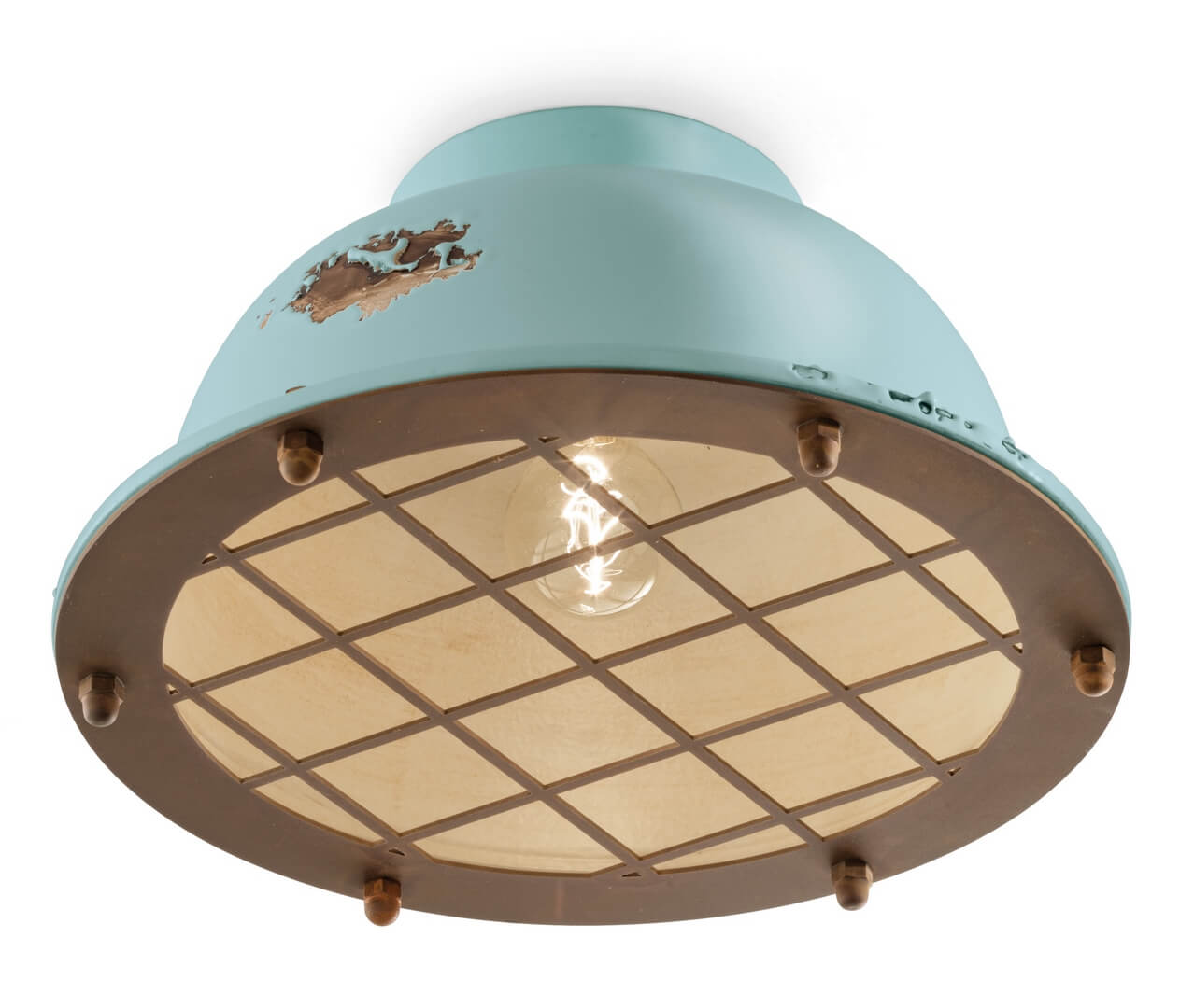 Lampa sufitowa w stylu loft Ferroluce C1760 Vintage Azzurro Industrial Retro