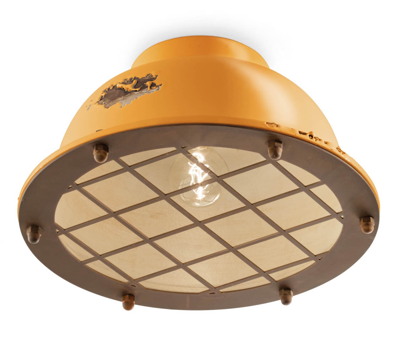 Lampa sufitowa w stylu loft Ferroluce C1760 Vintage Giallo Industrial Retro