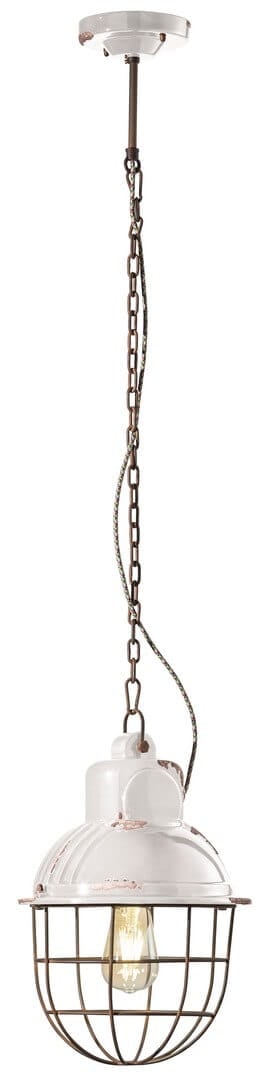 Lampa wisząca w stylu loft Ferroluce C1770 Vintage Bianco Industrial Retro