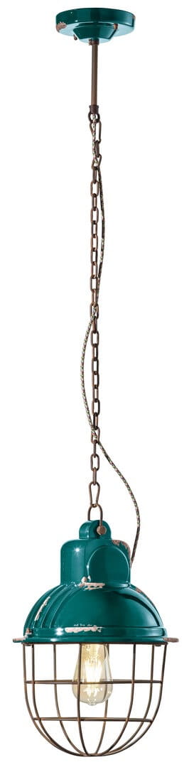 Lampa wisząca w stylu loft Ferroluce C1770 Vintage Verde Industrial Retro