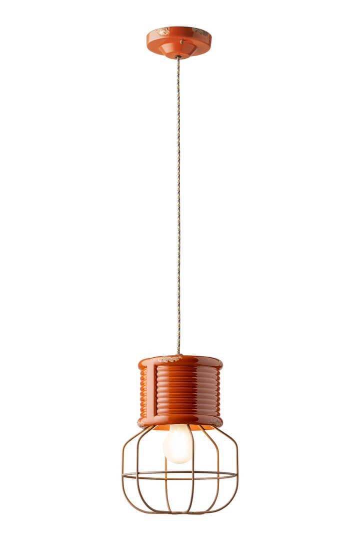 Lampa wisząca w stylu loft Ferroluce C2340 Vintage Arancio Industrial Retro