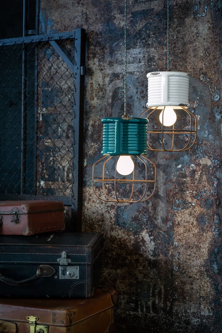 Lampa wisząca w stylu loft Ferroluce C2340 Vintage Arancio Industrial Retro