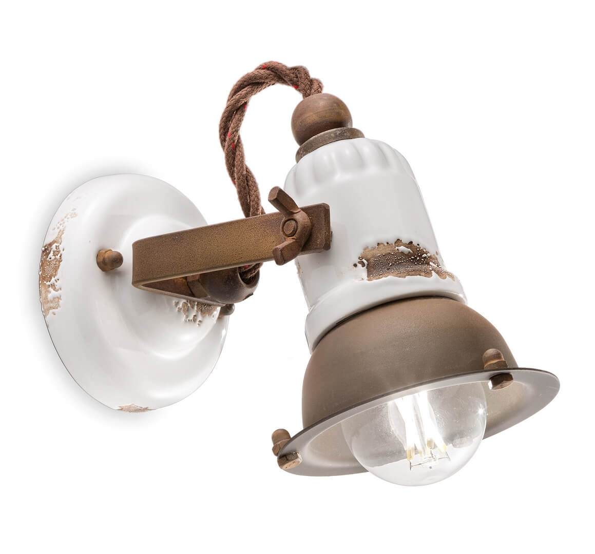 Kinkiet loftowy Ferroluce C1675 Vintage Bianco Loft Retro