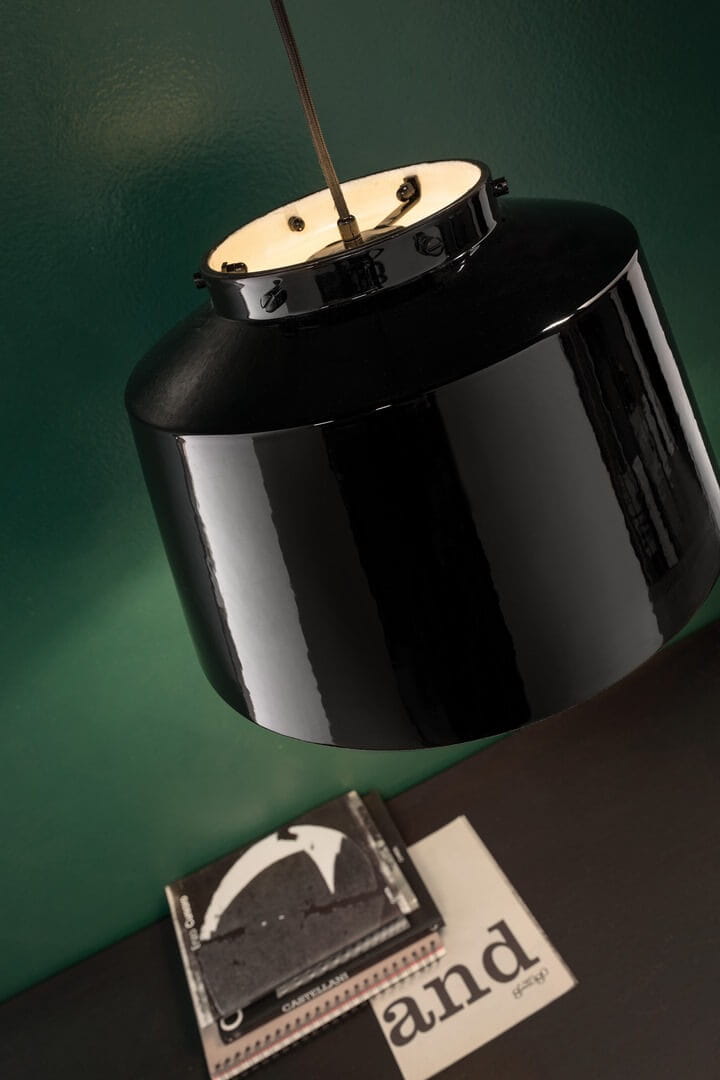 Lampa wisząca w stylu retro Ferroluce C2000 Smalto Nero 50's Retro