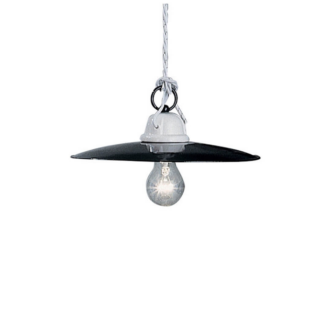 Lampa wisząca biało-czarna Ferroluce C002 Potenza Classic – śr. 25 cm