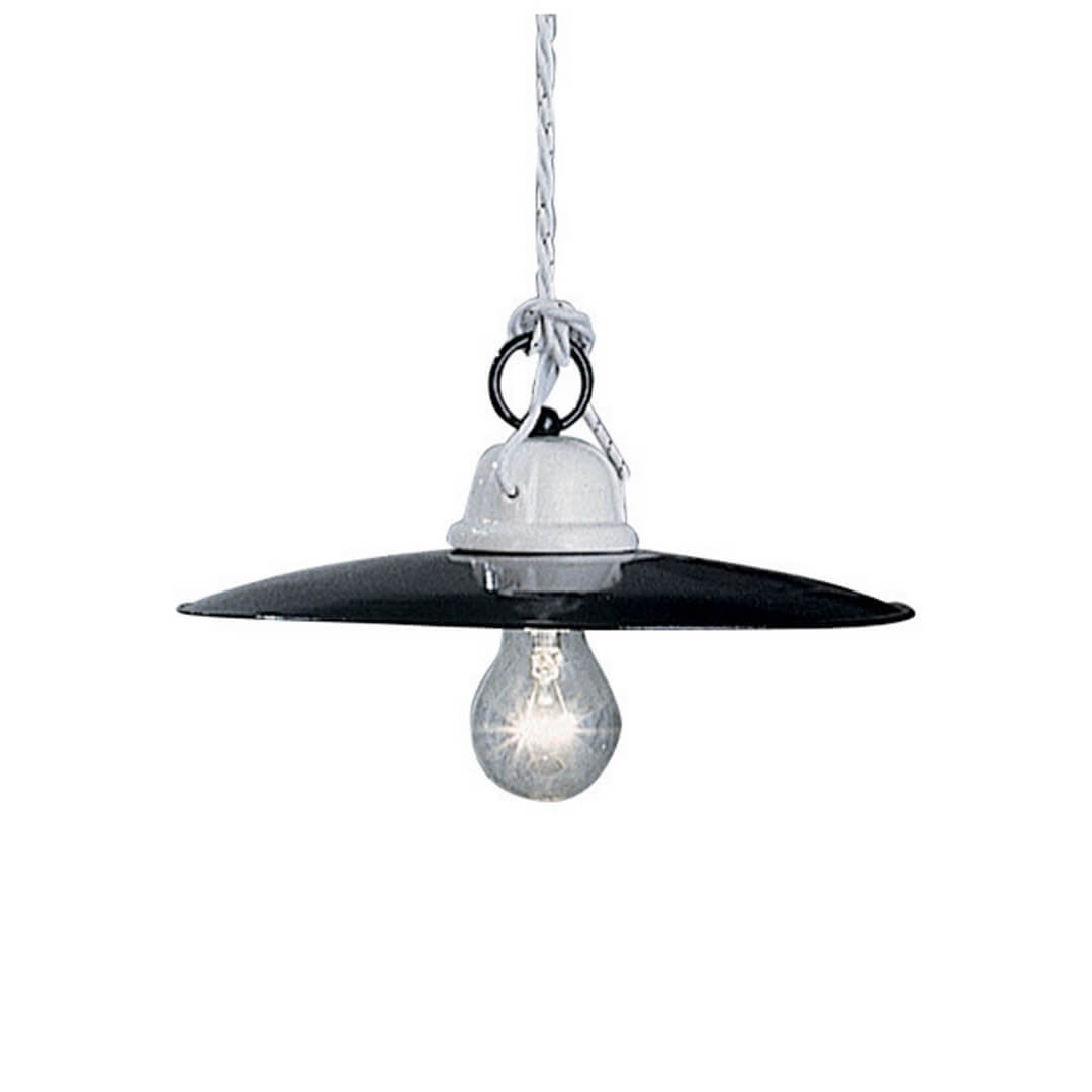 Lampa wisząca biało-czarna Ferroluce C003 Potenza Classic – śr. 30 cm